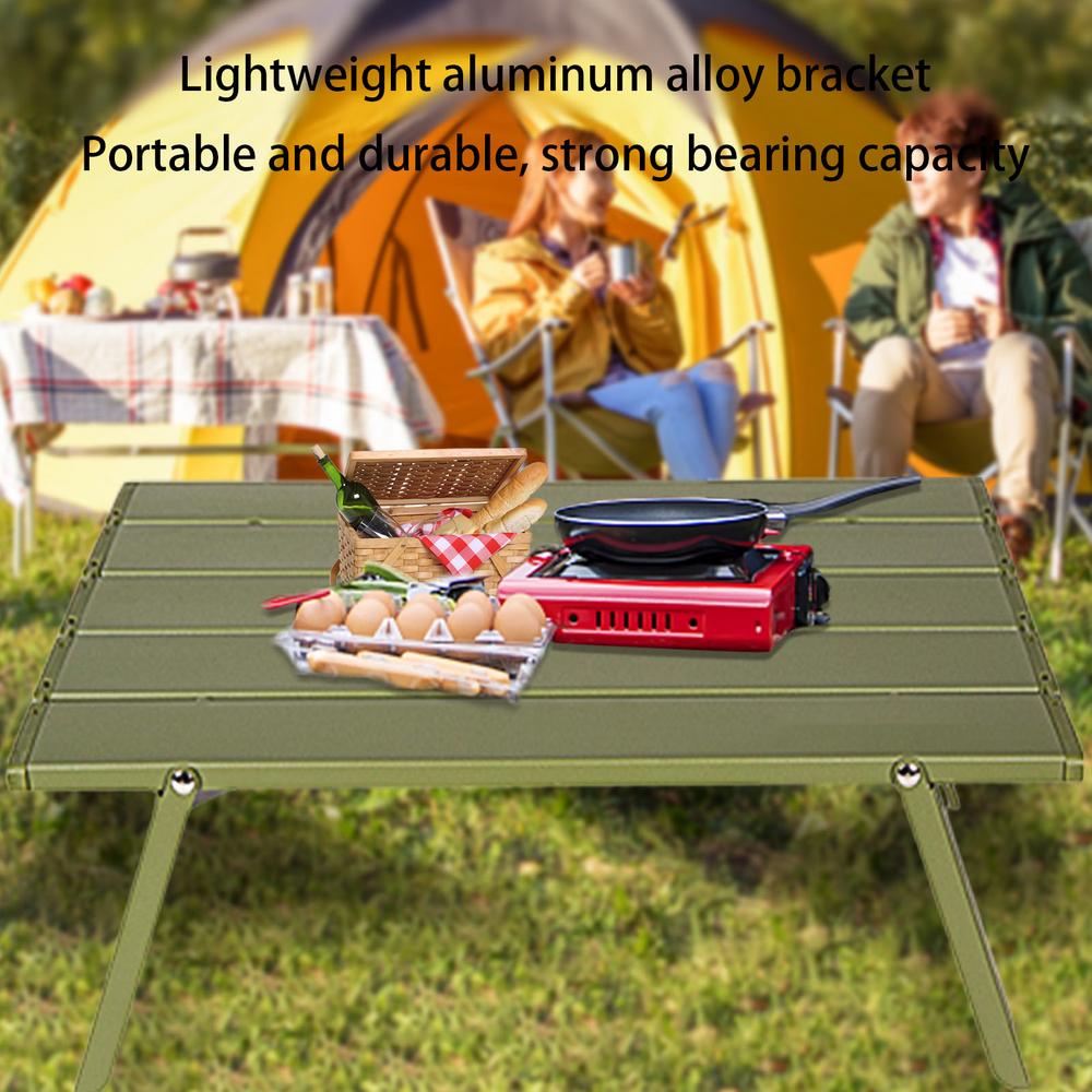 Ksruee Outdoor Mini Folding Table Mini Green Folding Beach Picnic Table Aluminum Alloy Ultralight Folding Table for Outdoor Hiking Camping Picnic Fishing Barbecue Hiking Family Daily Use admired