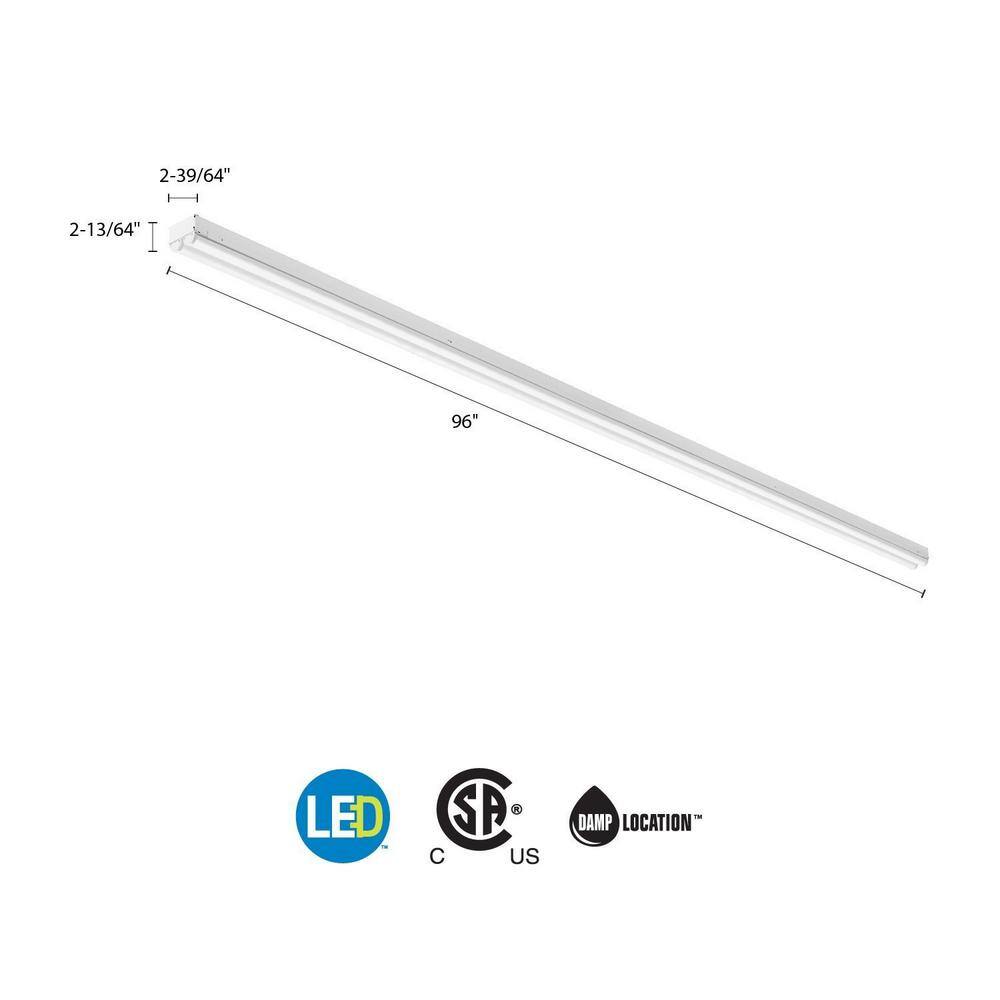 Lithonia Lighting Contractor Select 8 ft. 160-Watt Equivalent Integrated LED White Multi-Volt Strip Light Fixture 9000 Lumens 4000K MNSL L96 2LL MVOLT 40K 80CRI