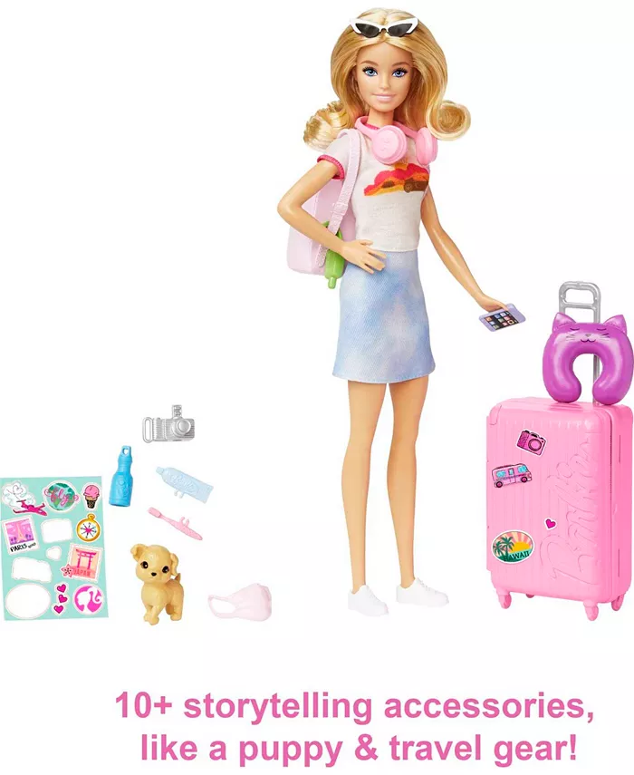 Barbie Doll and Accessories  Travel Set with Puppy