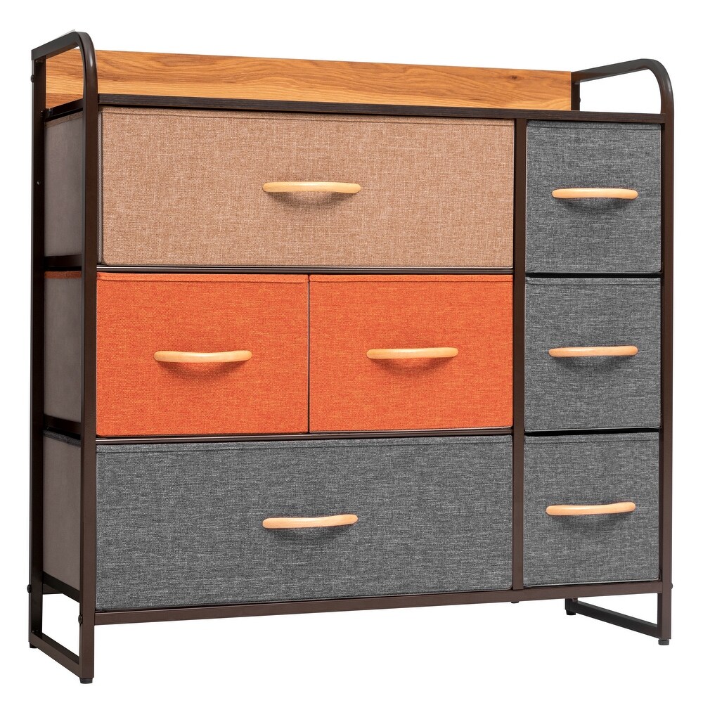 7 Drawers Wide Dresser Storage Chest Organizer Unit