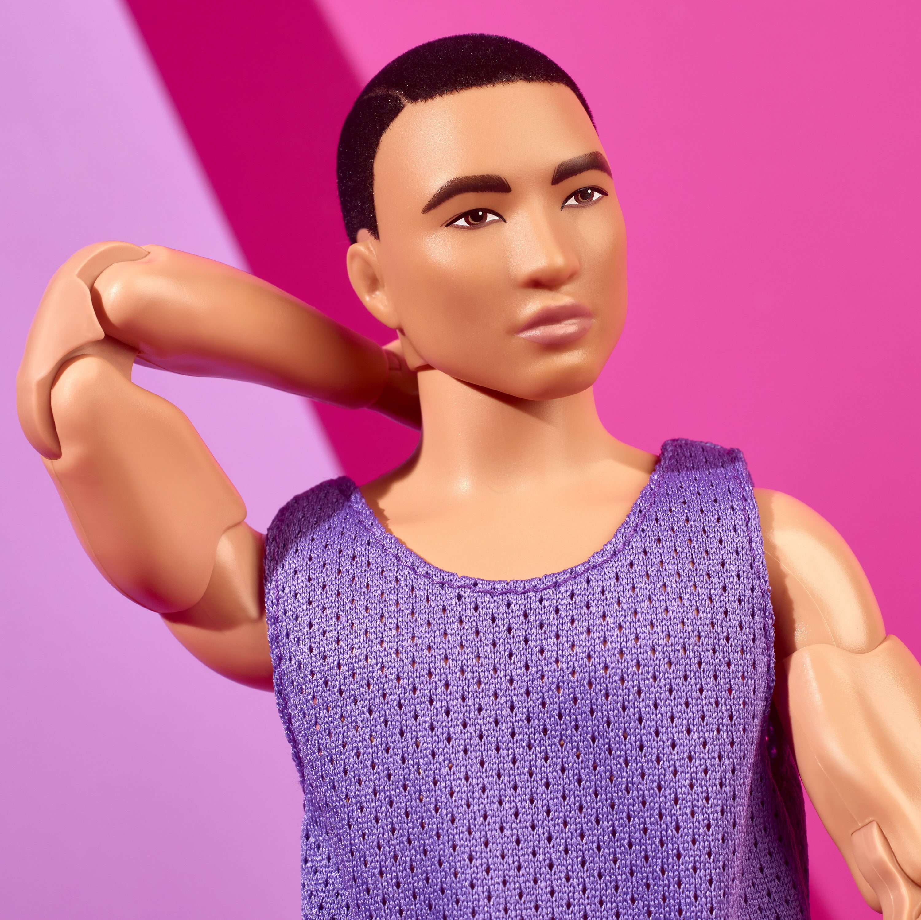 Ken Doll, Barbie Looks, Black Hair, Purple Top with Pink Pants