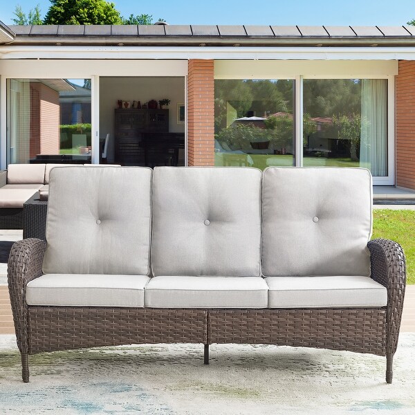 Patio Sofa with 2 Swivel Chair Coffee Table