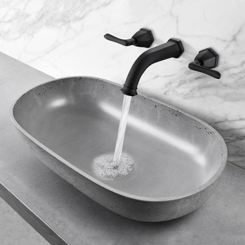 Tomfaucet 2-handle Wall Mounted Faucet Bathroom Sink Faucet in Matte Black TFB1125MB