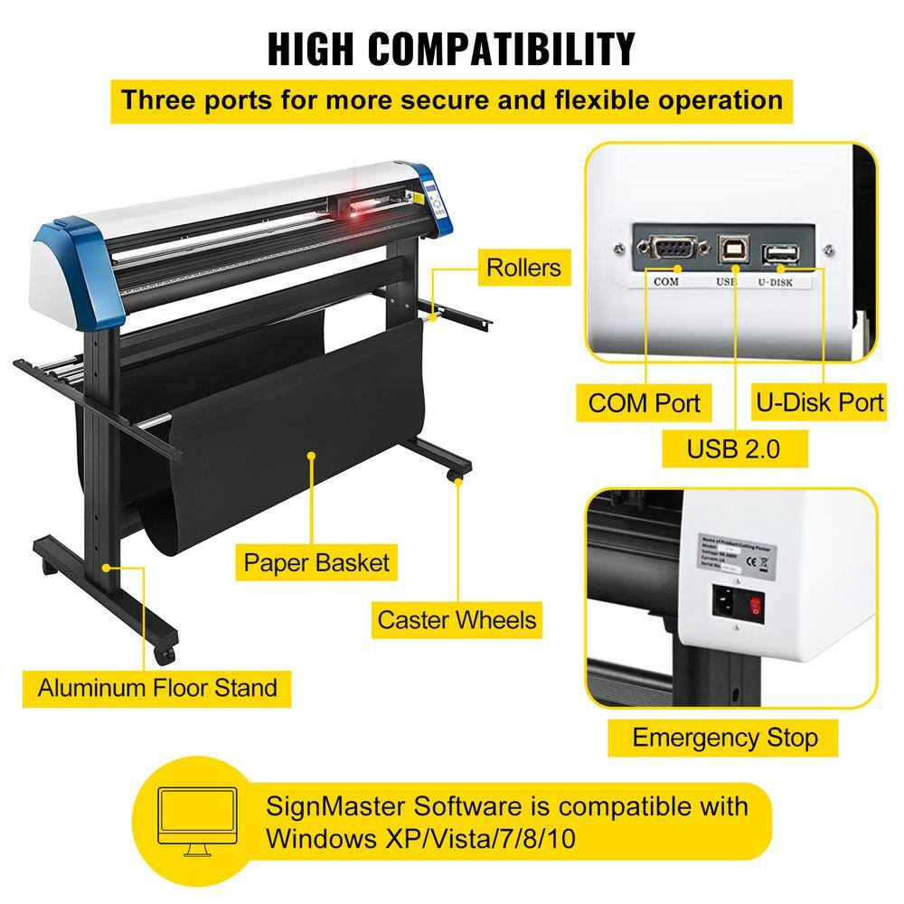 VEVOR Vinyl Cutter Machine 53 in. LED Digital Panel Semi-Automatic DIY Vinyl Printer Cutter Machine with Stable Floor Stand KZJXK1350BZD00001V1