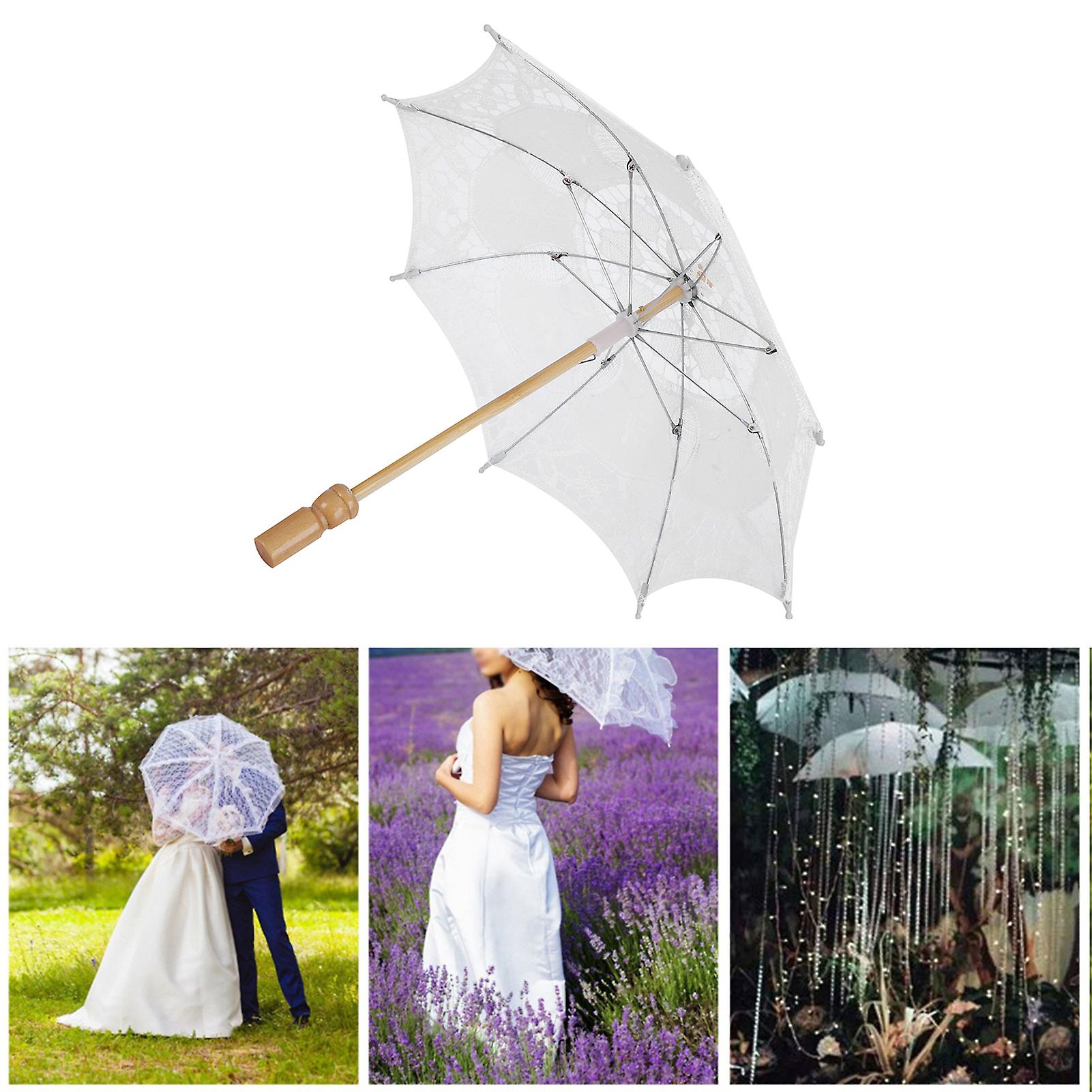 Lace Umbrella Wedding Bridal Parasol Umbrella For Photography Props Wedding Suppliess White