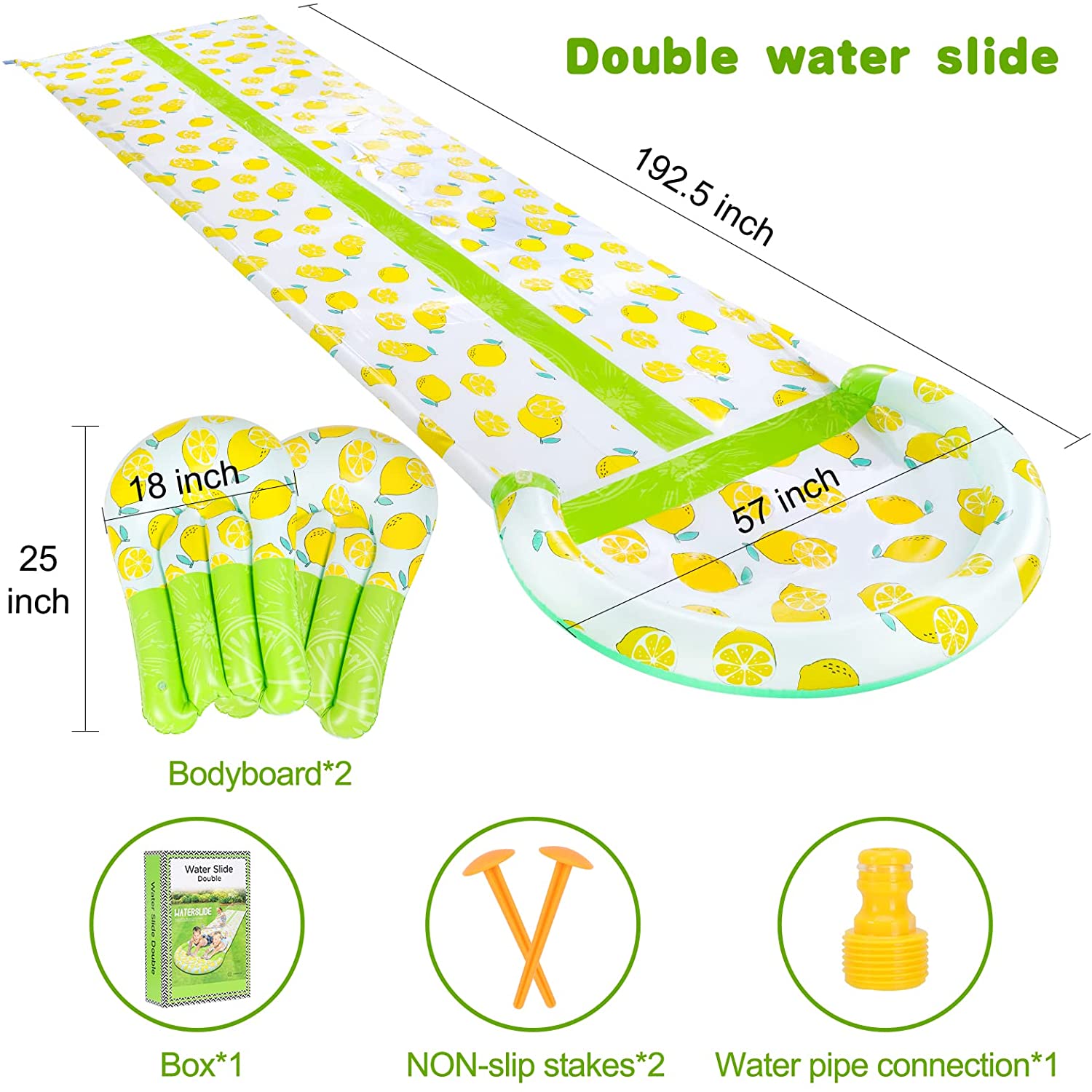 Lavinya Slip and Slide Inflatable & Durable Porch Water Slide with Sprinkler, with 2 Body boards, For Kids And Family