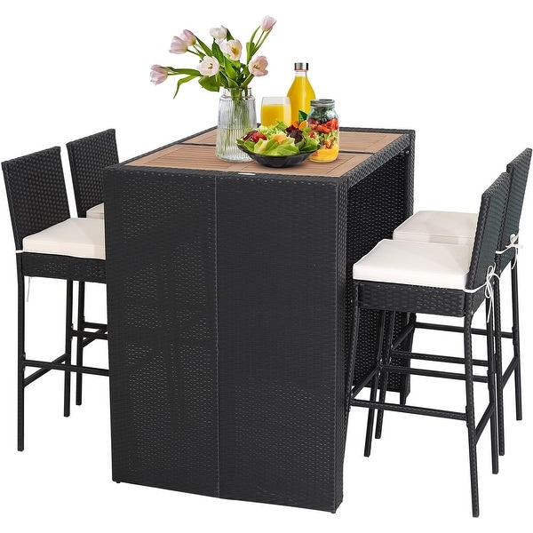 5 Piece Patio PE Wicker Bar Set