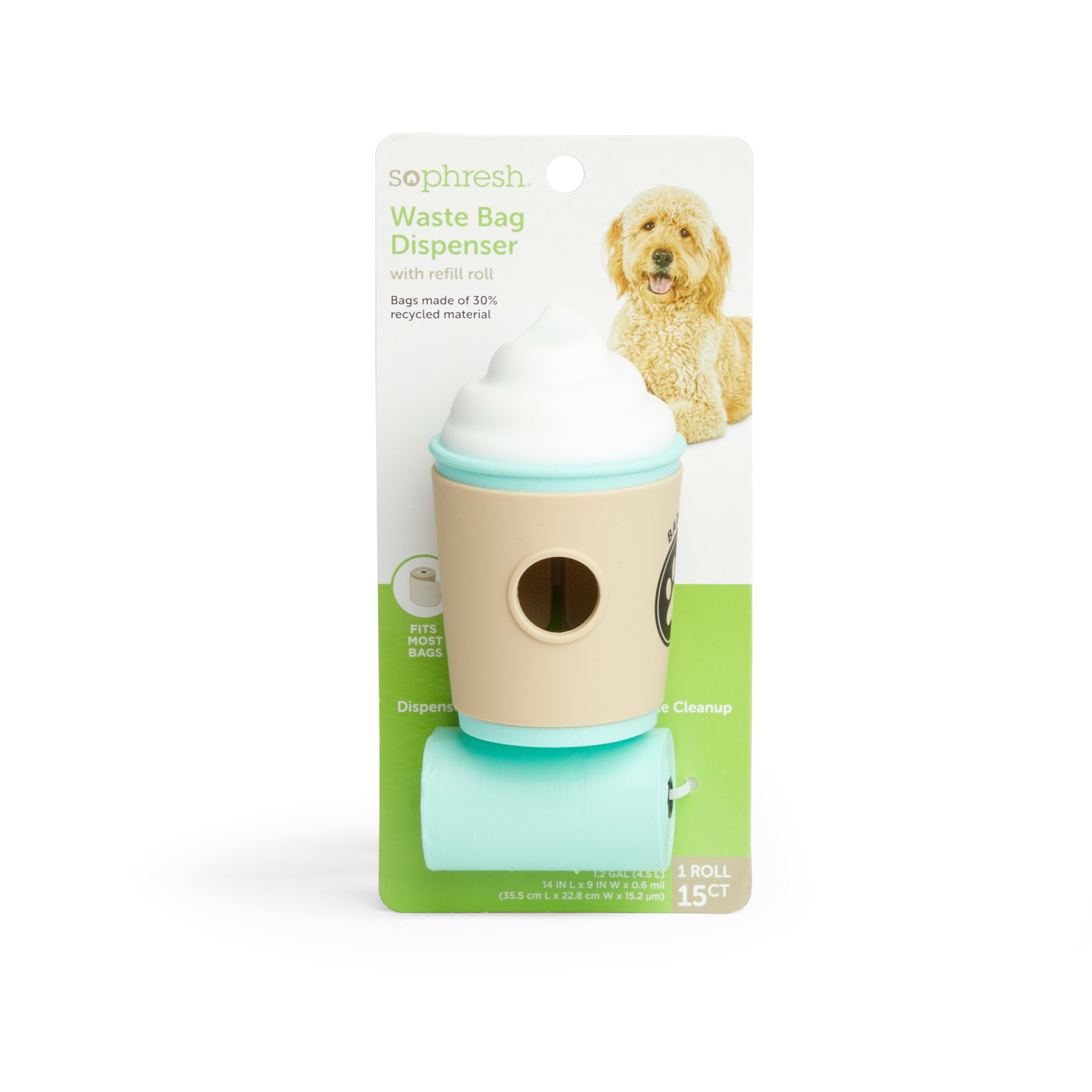 SoPhresh Puppachino Waste Bag Dispenser with 15 refills for Dogs