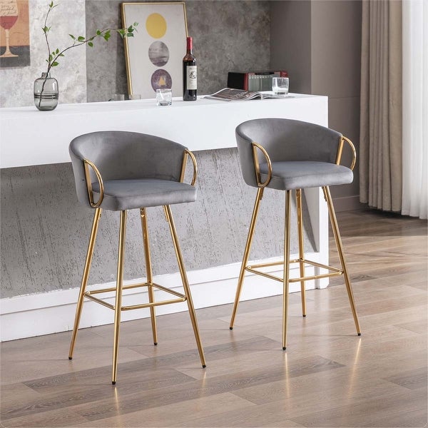 30 Inch Set of 2 Bar Stools with Chrome Footrest