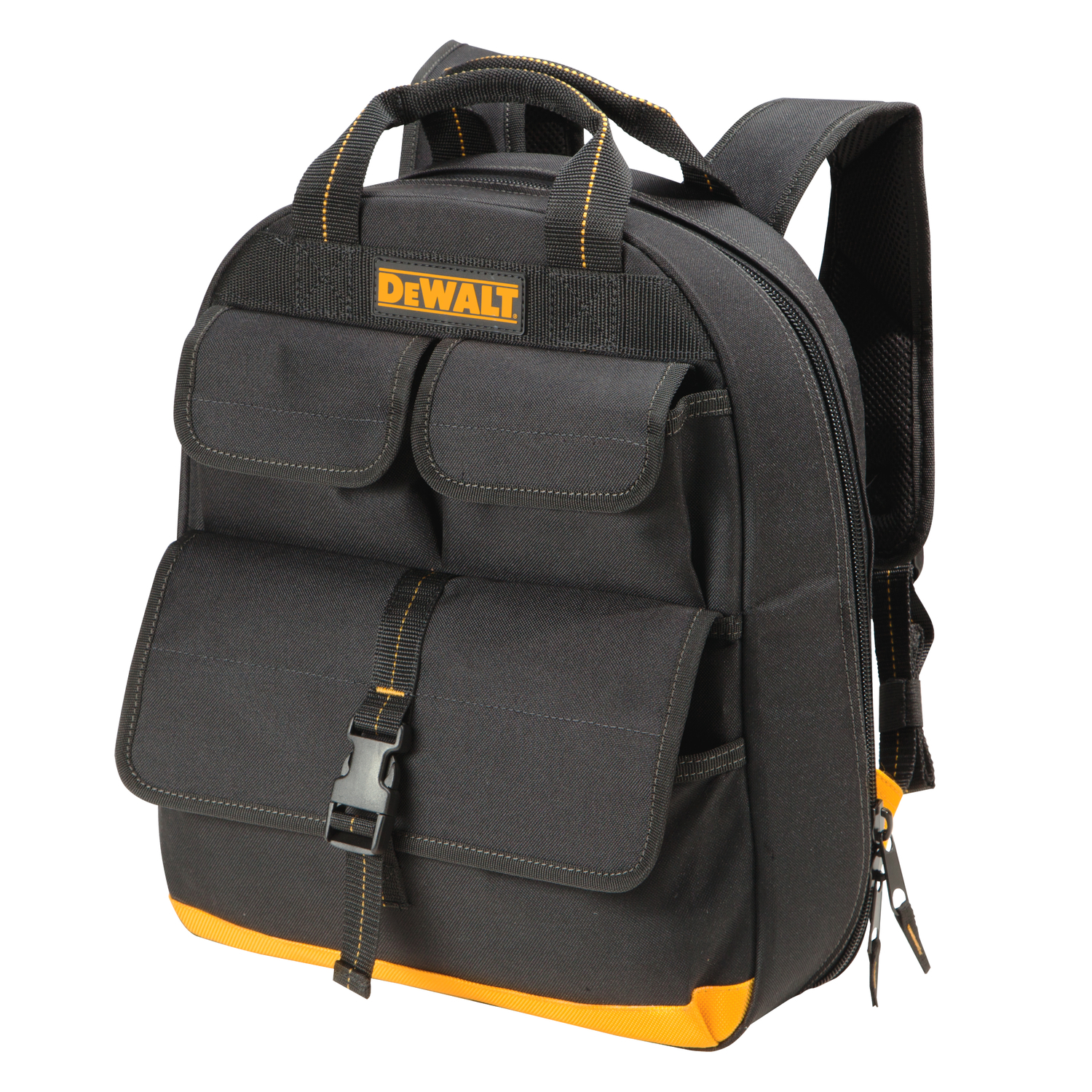 DW 6 in. W X 19.75 in. H Ballistic Polyester Tool Charging Back Pack 23 pocket Black/Yellow 1 pc