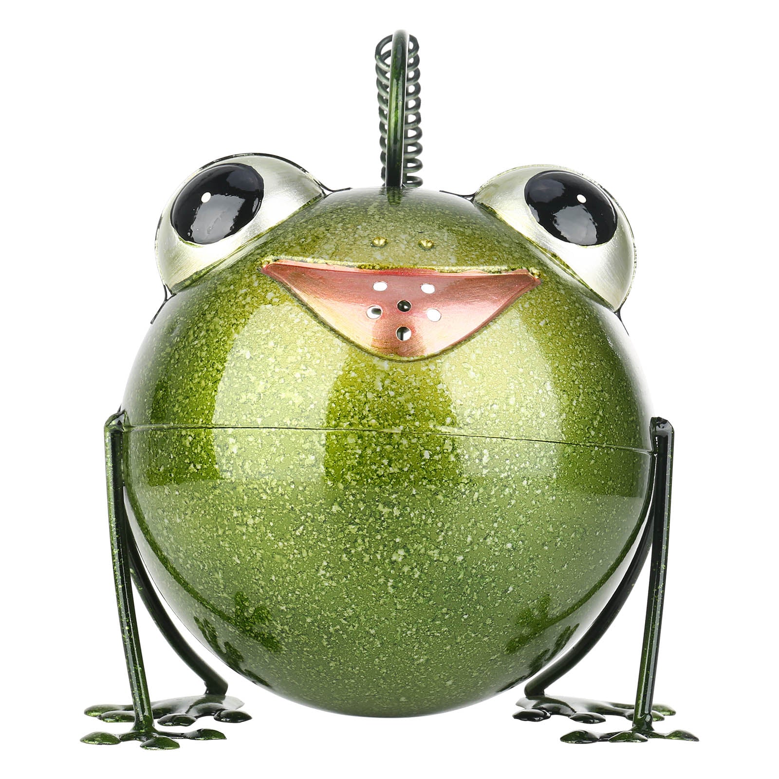 Tooarts Cartoon Frog Watering Pot Iron Animal Watering Can Garden Sprinkle Kettle Fairy Garden Decoration Children DIY Gardening Green