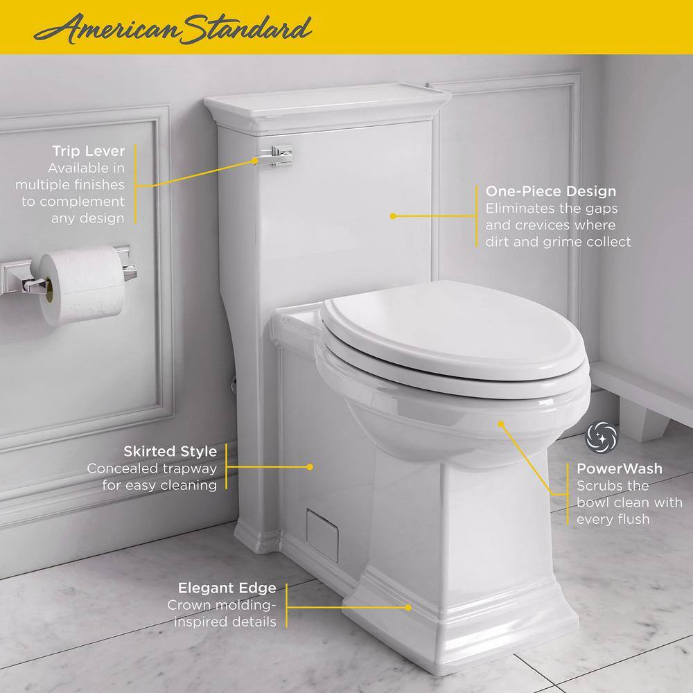 American Standard Town Square S 1-Piece 1.28 GPF Single Flush Elongated Toilet in Linen Seat Included 2851A104.222