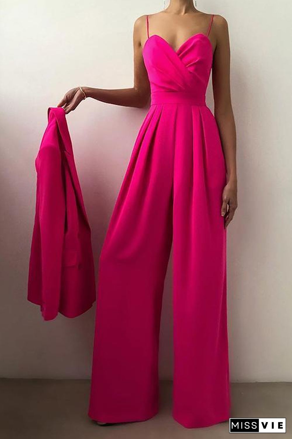 Minimalism Wide Leg Slip Jumpsuits