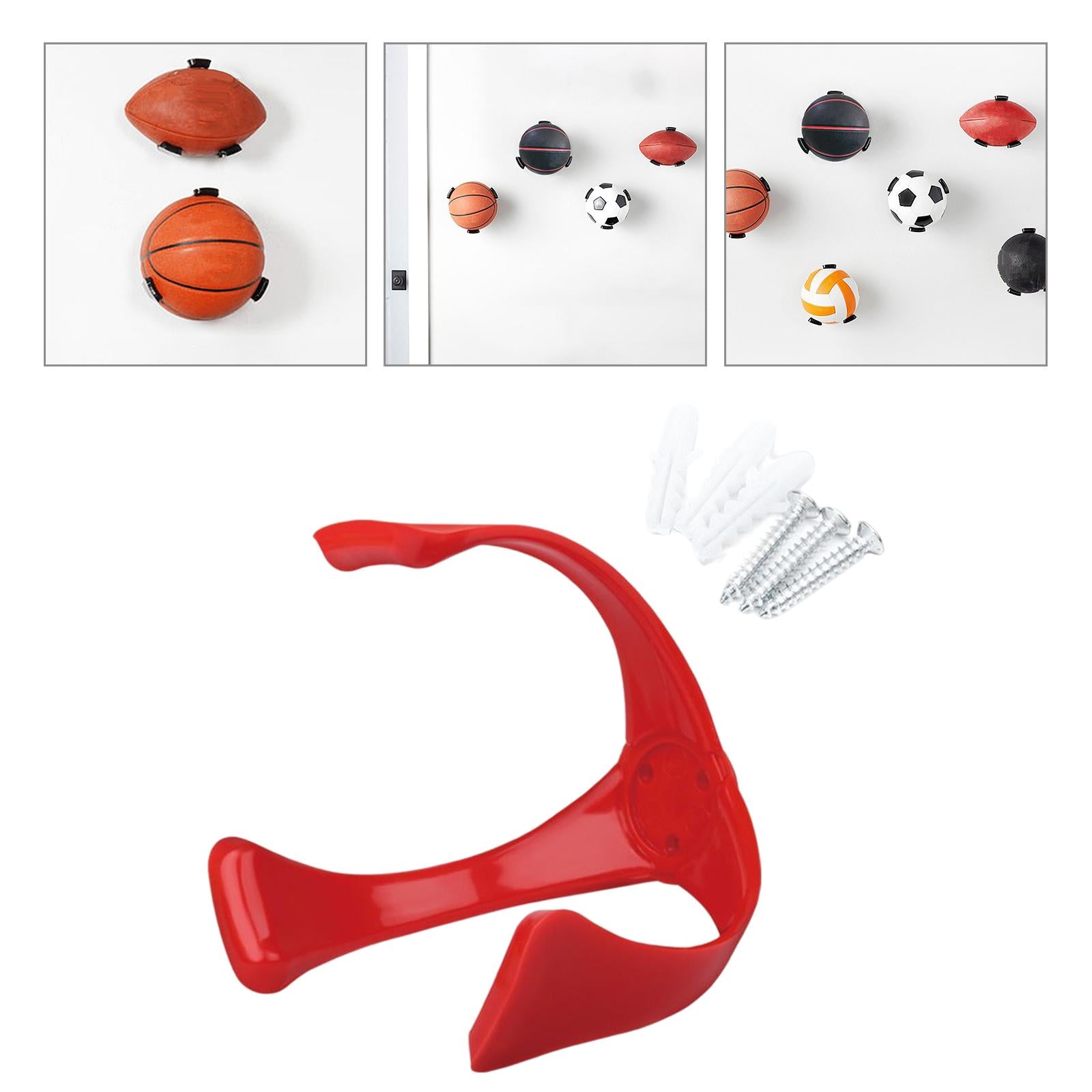 Wandmontiertes Balllagerregal， Dekoration， Bohren， Installationsunterstützung， Display， Leichtes Regal， Ballhalter， Klaue Für Basketball， Fußball Red