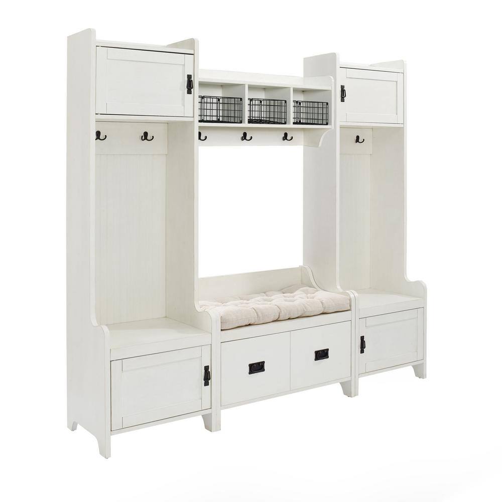 CROSLEY FURNITURE Fremont Distressed White Entryway Set (4-Piece) KF60006WH