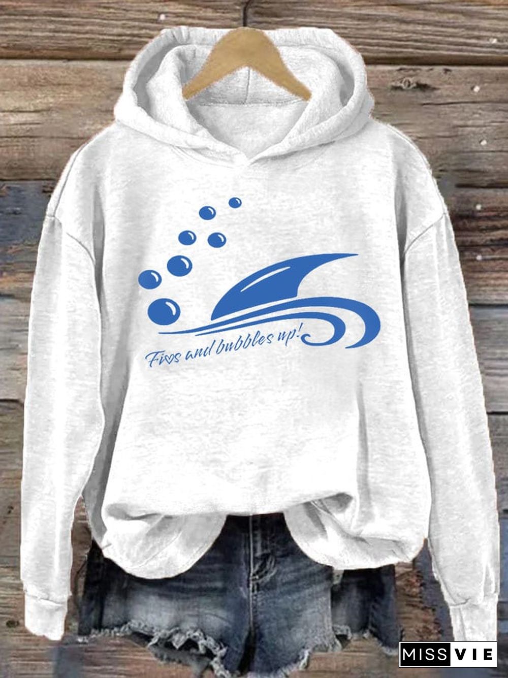 Women's Fins And Bubbles Up Jimmy Print Hoodie