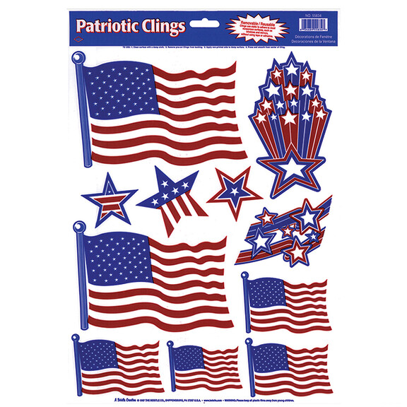 Morris Costumes BG55834 Patriotic Window Clings