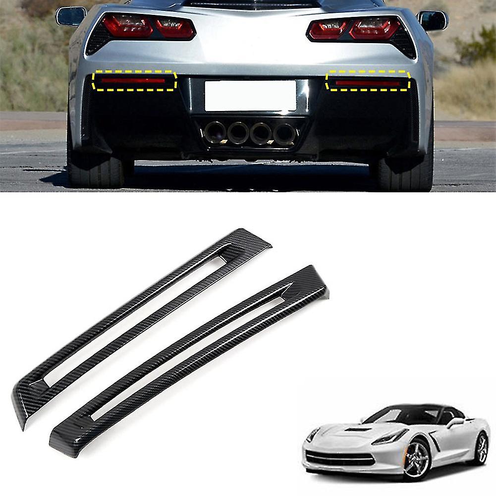 Car Carbon Fiber Rear Fog Light Lamp Cover Foglight Bezel Decoration Frame For Corvette C7 2014-201