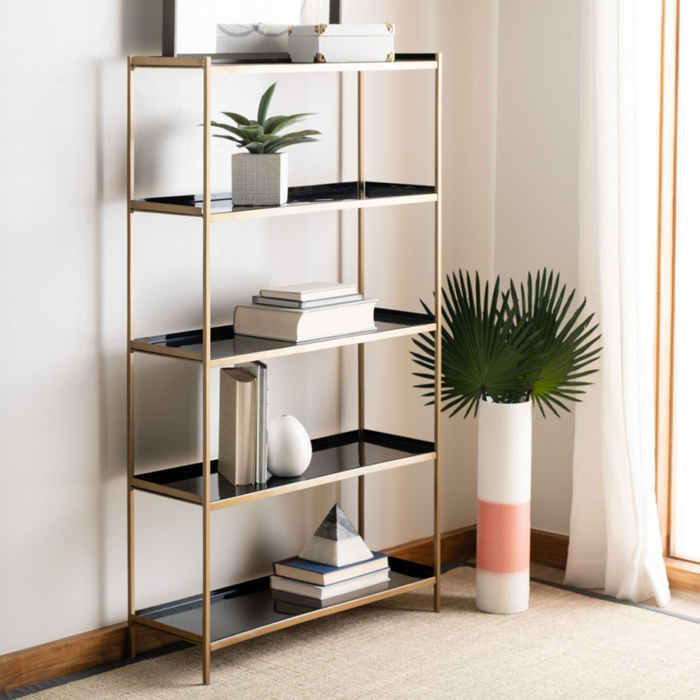 Cain 5 Tier Etagere/ Bookcase Black/Brass   Modern   Bookcases   by Virgil Stanis Design  Houzz