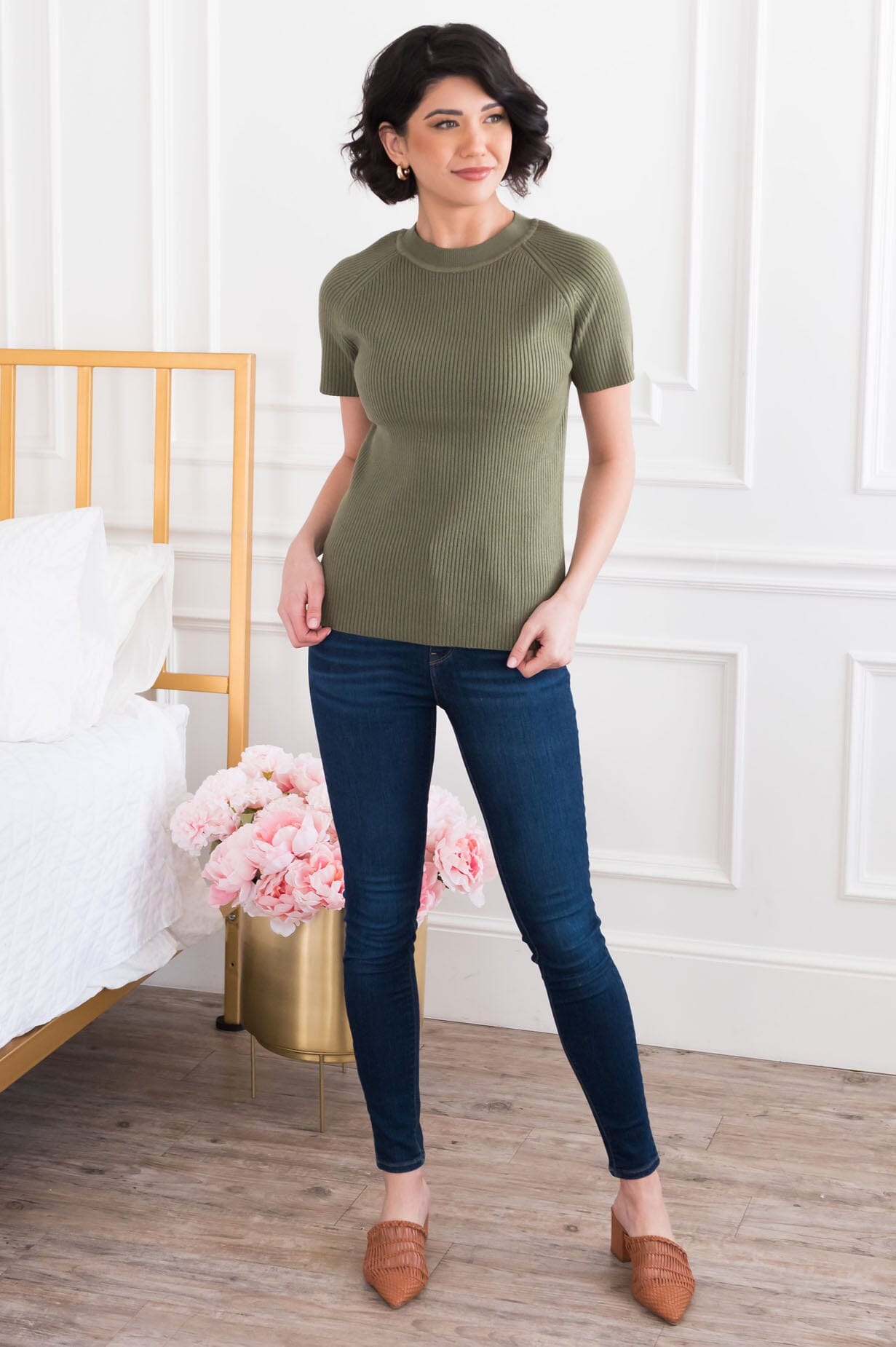 Elegant Afternoon Modest Ribbed Top