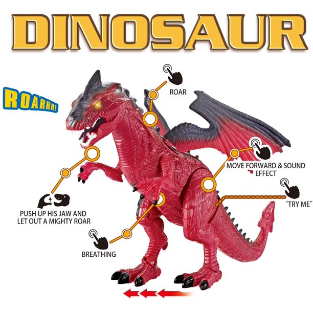 Allaugh Infrared RC Dinosaur Toys Remote Control Dragon Shaking Head Walking Spray Kids Toy Gift