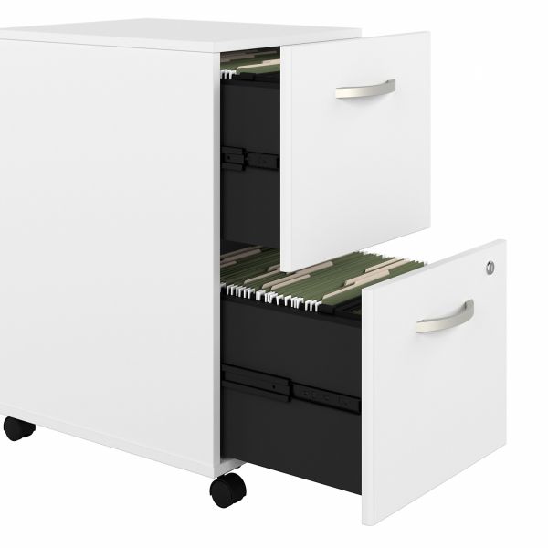 Bush Business Furniture Hybrid 2 Drawer Mobile File Cabinet in White - Assembled