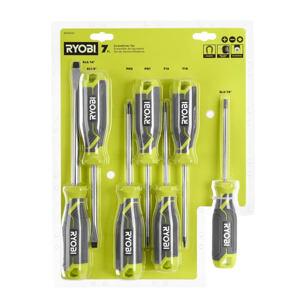 RYOBI Screwdriver Set (7-Piece) with Cushion Grip Handles RHSDS03