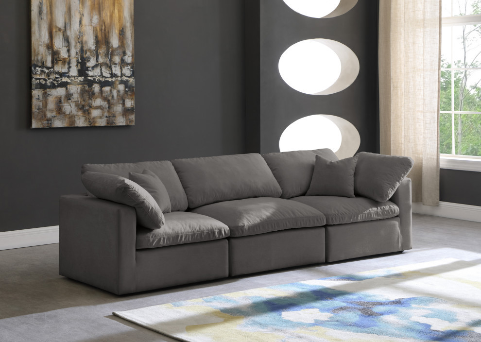 Plush Velvet / Down Standard Comfort Modular Sofa   Transitional   Sofas   by Meridian Furniture  Houzz