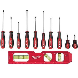 MW Screwdriver Set with 7 in. Billet Torpedo Level (11-Piece) 48-22-2710-48-22-5107