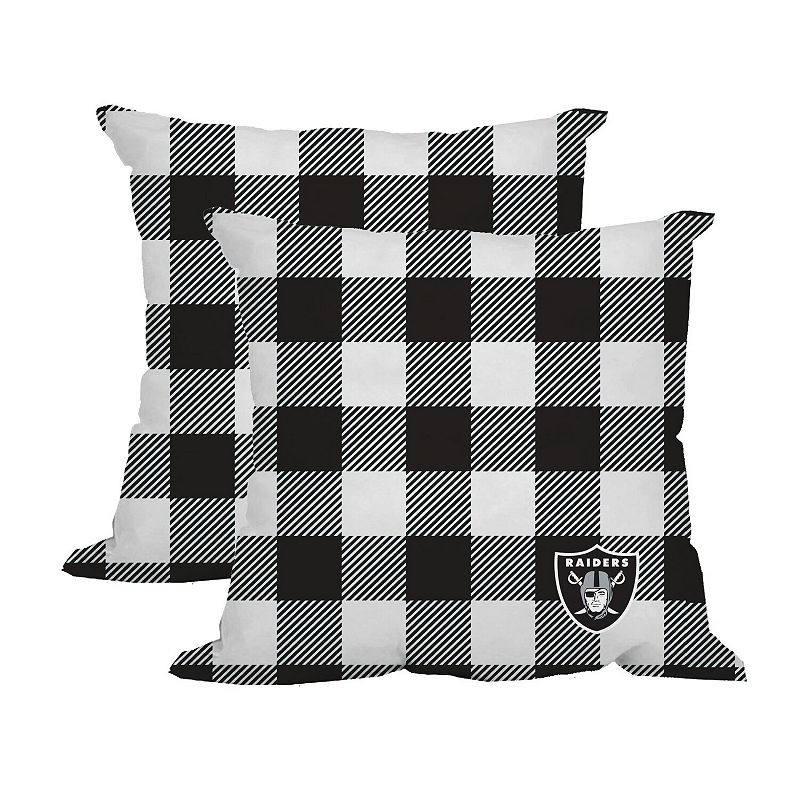 Las Vegas Raiders 2-Pack Buffalo Check Plaid Outdoor Pillow Set