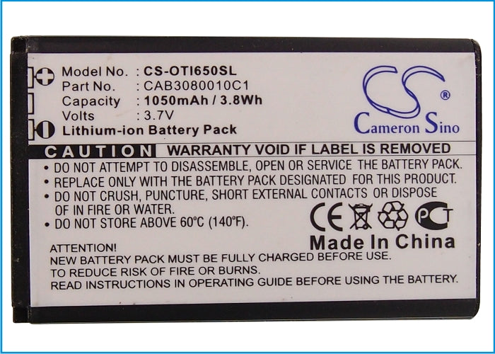 Alcatel OTI650 Replacement Battery BatteryClerkcom Mobile Phone