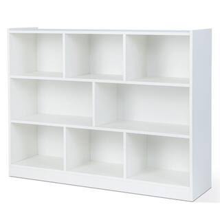 Costway 3-tier Open Bookcase 8-Cube Floor Standing Storage Shelves Display Cabinet White CB10403WH