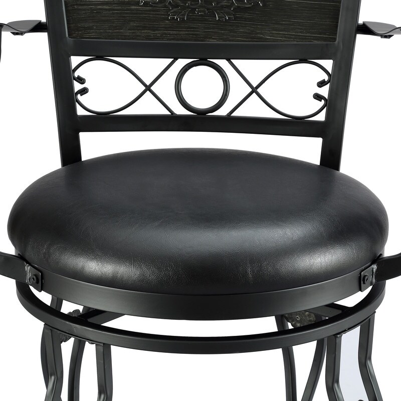 Elle Big   Tall Black Metal Swivel Barstool with Faux Leather Seat