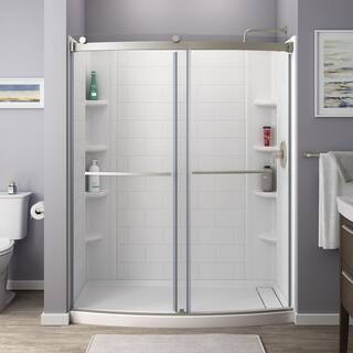 American Standard Ovation Curve 60 in. W x 72 in. H Sliding Frameless Barn Shower Door in Brushed Nickel AM00844400.295