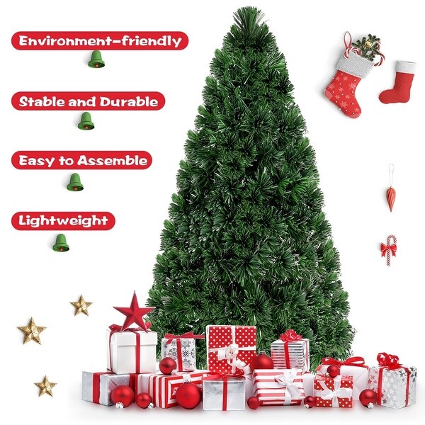 6' Fiber Optic Artificial PVC Christmas Tree w/ Plastic Stand