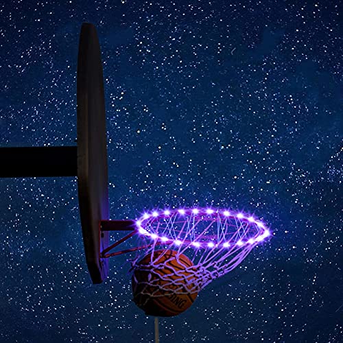 LED Basketball Hoop Light， Remote Control Waterproof Basketball Rim Lights with 17 Colors and 7 Lighting Modes， Super Bright Basketball Goal Accessories for Kids Adults Boys Outdoor Game and