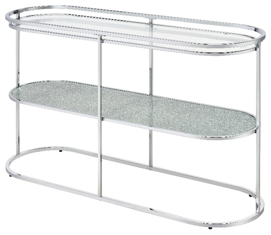 Furniture of America Ludington Metal 1 Shelf Waterfall Sofa Table in Chrome   Contemporary   Console Tables   by Homesquare  Houzz