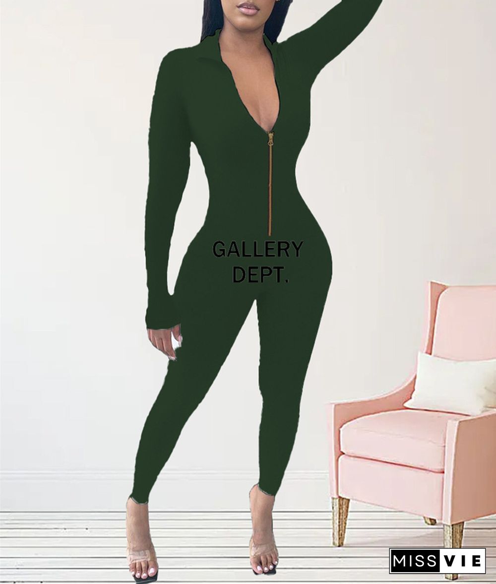 Casual Fitness Long Sleeve Plus Size Jumpsuits