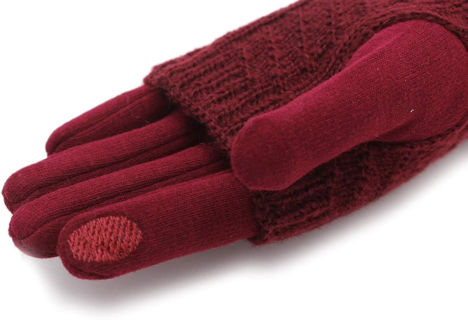 Winter Warm Knit Fingerless + Touchscreen Texting Thick Cotton Full Gloves 2-in-1