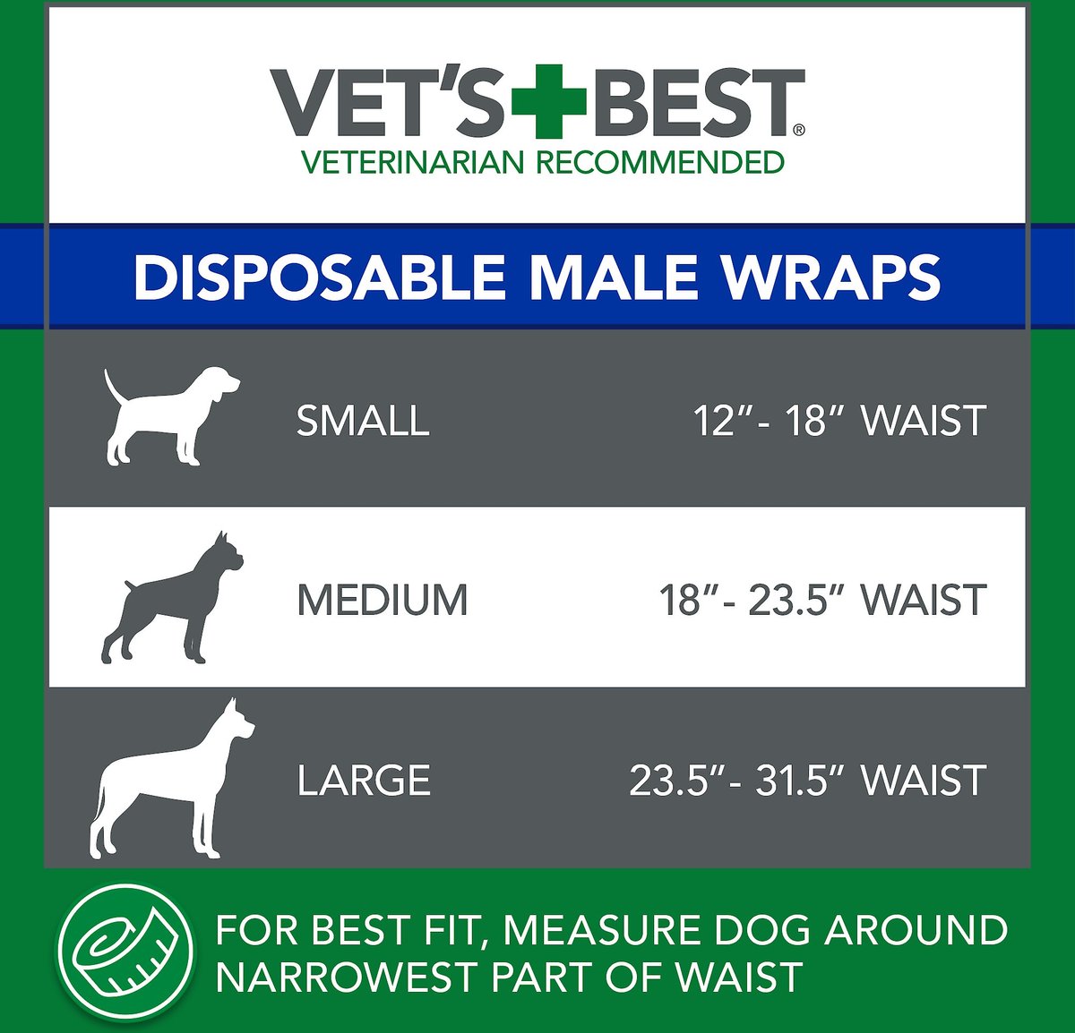 Vet's Best Comfort-Fit Disposable Male Dog Wraps