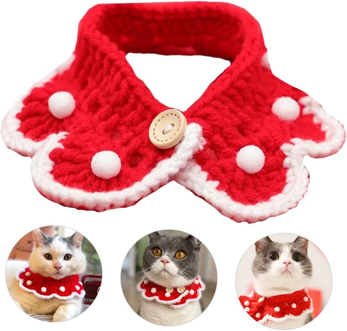 2 Pcs Pet Scarf Girls Hijab Girl Necklace Stuffer Treats Dog Collar Bandanas For Cats Dog Gifts Scarf Collar Knitting - S 20-25cm