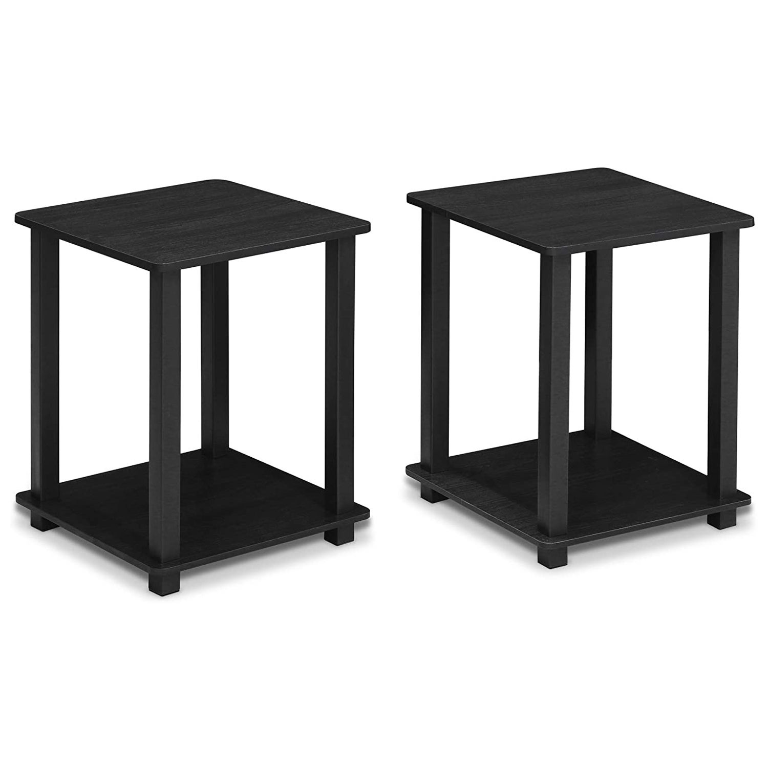 Furinno Simplistic Wooden Sturdy Flat Top Home Decor End Tables， Black (2 Pack) - 6.3