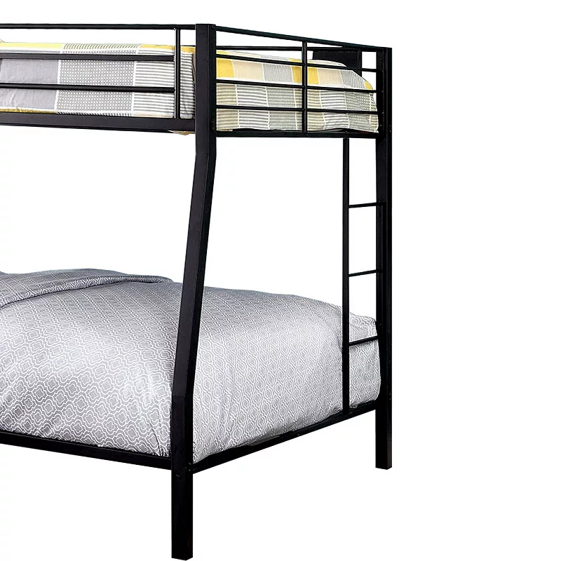 Industrial Style Twin/Queen Metal Bunk bed， Black