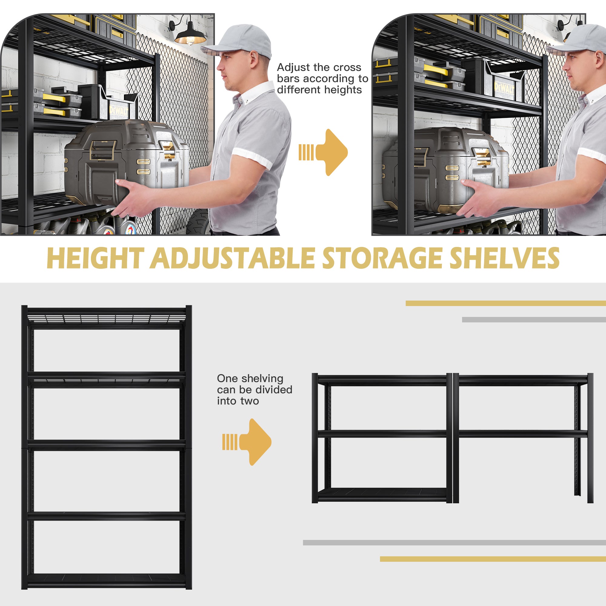 Raybee 2000LBS Storage Rack Storage Garage Shelf Heavy Duty 5 Tier Adjustable Metal Wire Shelving Unit Shelf Commercial Grade Rack  Kitchen Basement Garage Warehouse L, 72