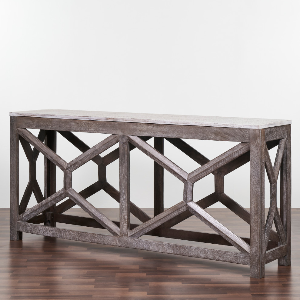 Wire 72 quotSolid Wood Large Console table   Farmhouse   Console Tables   by Oak Idea Corporation  Houzz