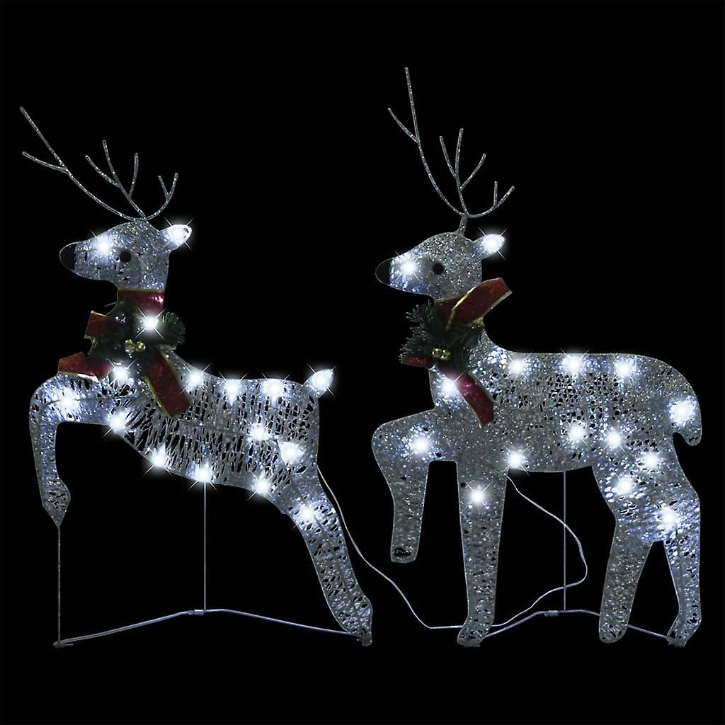 Vidaxl Christmas Reindeers 2 Pcs Silver 40 Leds