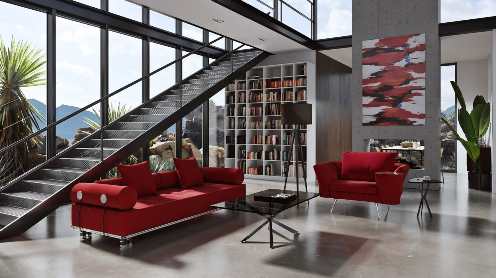 Modern Carrera Red Velvet Fabric Sofa with Black and Chrome Accents   Contemporary   Sofas   by Zuri Furniture  Houzz