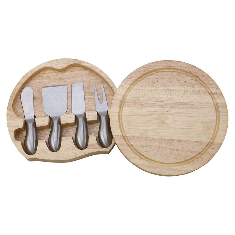 8.75 5-Pc Rubber Wood Cutting Board and Cheese Tool Set