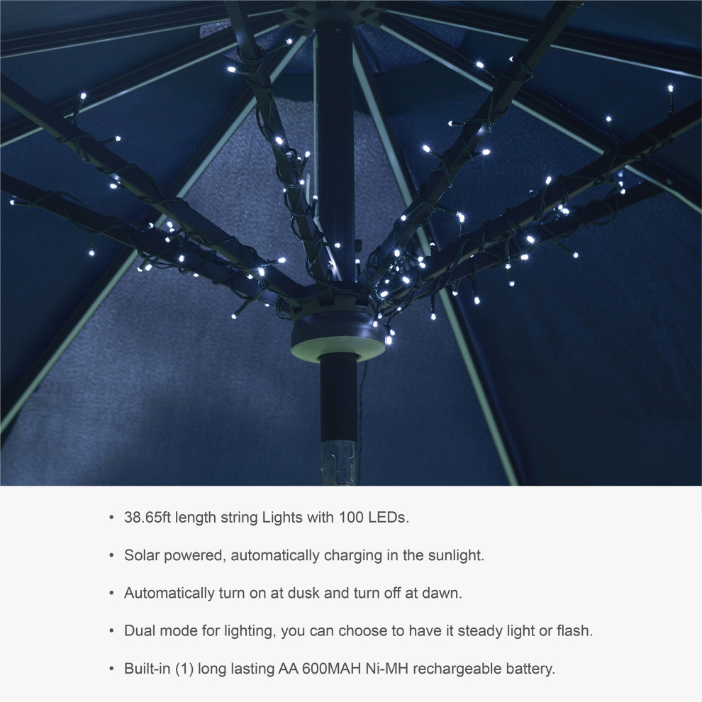 9.25 quotH Solar String Light 100 LEDs   Modern   Outdoor Rope And String Lights   by Glitzhome  Houzz