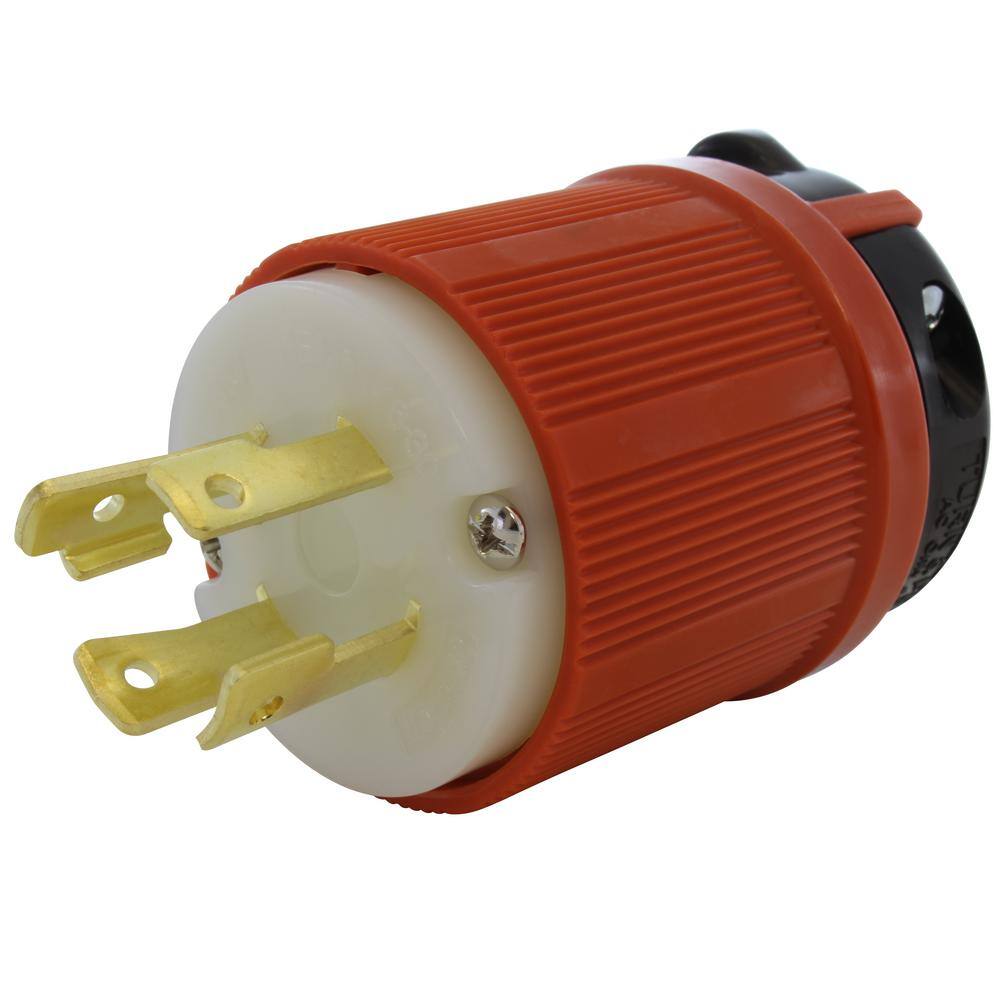 AC WORKS NEMA L16-30P 3-Phase 30A 480-Volt 4-Prong Locking Male Plug with UL C-UL Approval ASL1630P